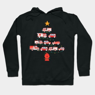 Firefighter Christmas Tree Fire Department Emergency Vehicles Christmas Gift Hoodie